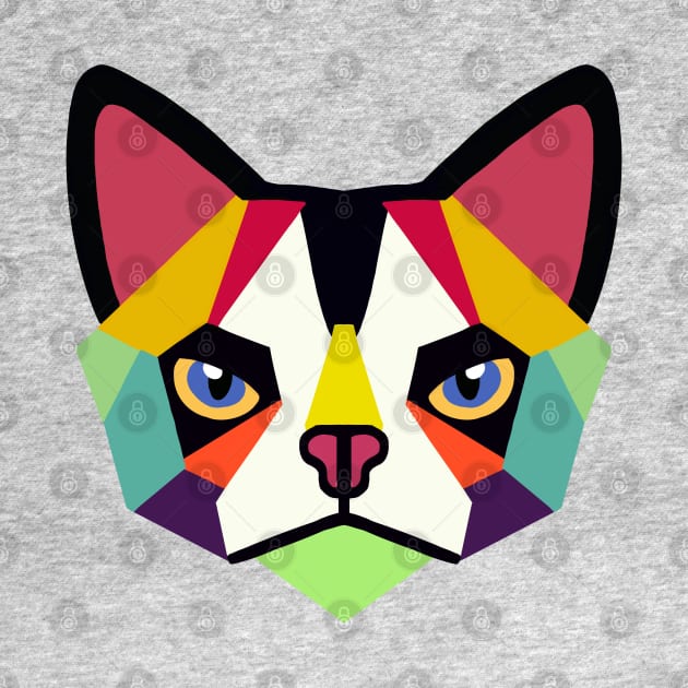 Geometric Cat Face Big Ears by wildjellybeans